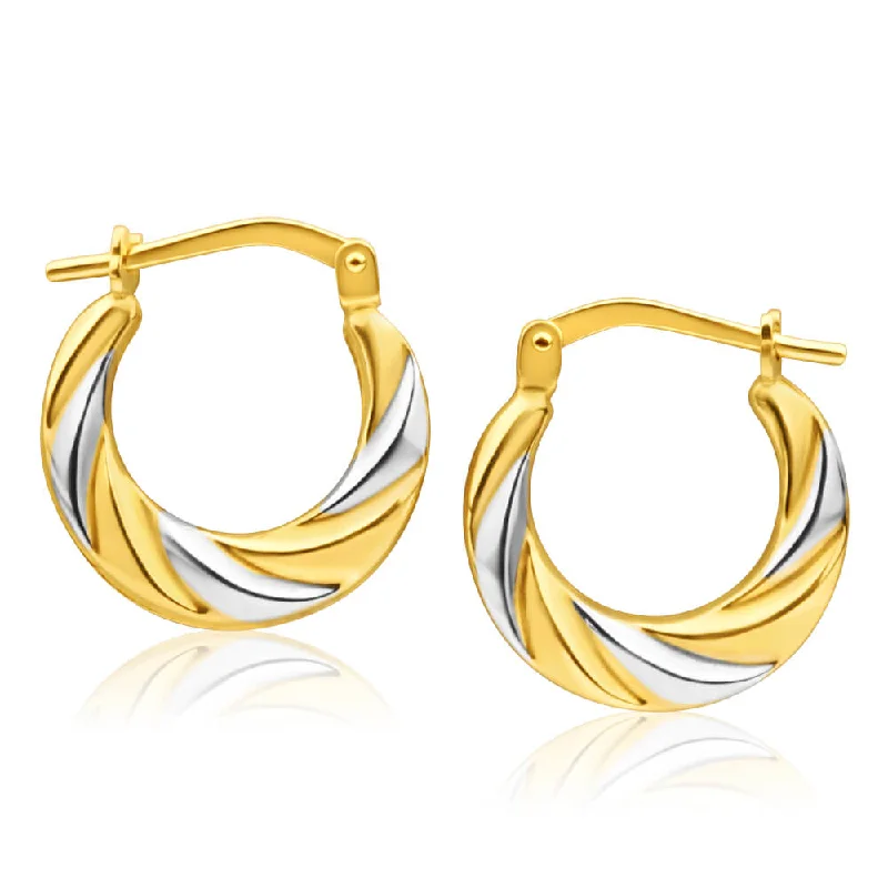 Chic Stud Earrings For Everyday Glam-9ct Yellow Gold Silver Filled Two Tone Twist Hoop Earrings