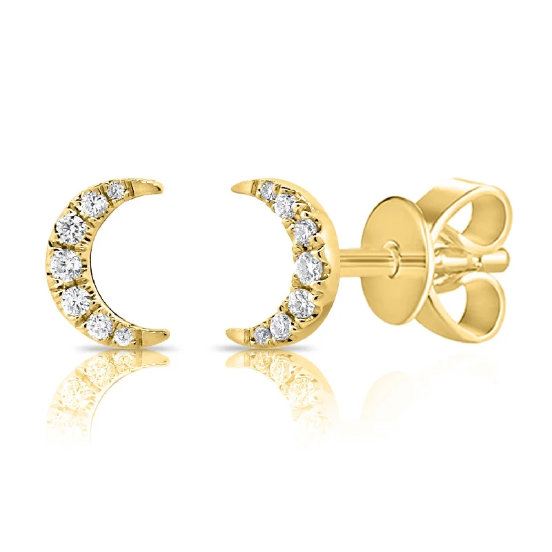 Exclusive Earrings For Fashion Forward Style-Diamond Moon Studs