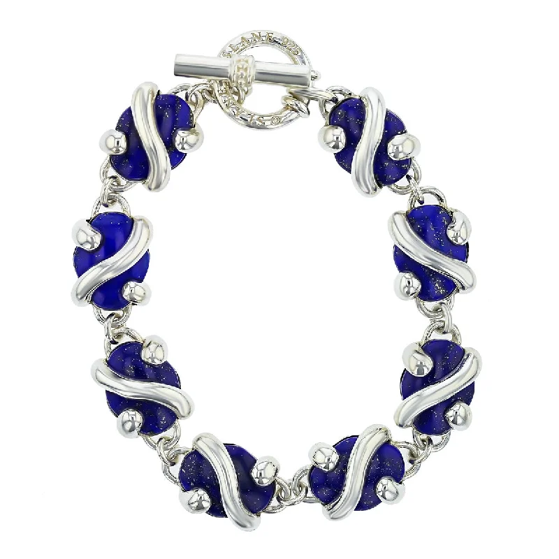 Custom Gemstone Bracelets For Elegant Wear-Slane Sterling Silver Lapis Lazuli Toggle Bracelet