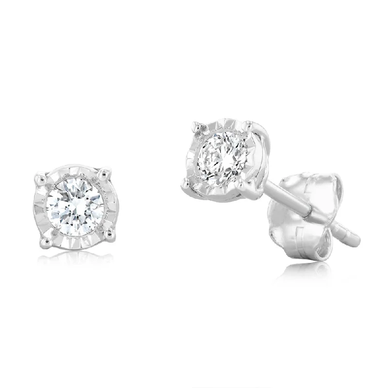 Trendy Earrings For Casual Outfits-Luminesce Lab Grown 1/5 Carat Diamond Stud Earrings In Sterling Silver