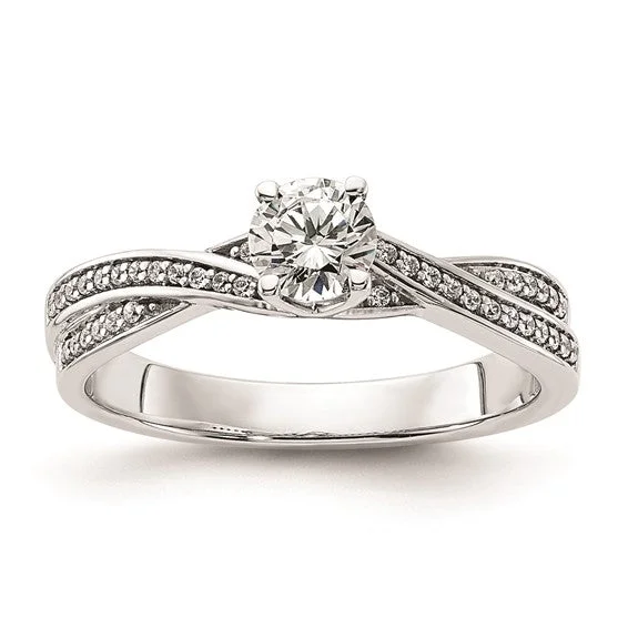 Elegant Promise Rings For Meaningful Gifts-14k White Gold Criss-Cross 1/2 CTW Diamond Complete Engagement Ring