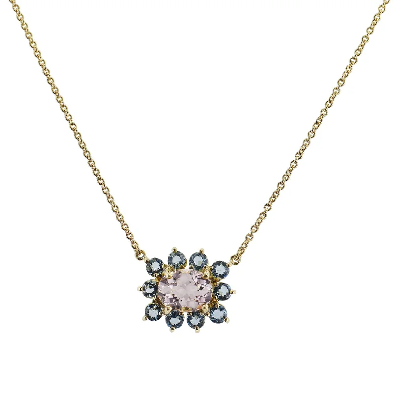 2.02ct Champagne Tourmaline and Aquamarine Pendant Necklace