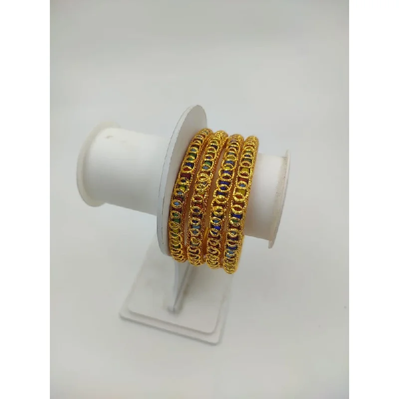 Trendy Stackable Bangles For Layered Style-Akruti Collection Gold Plated Bangle Set