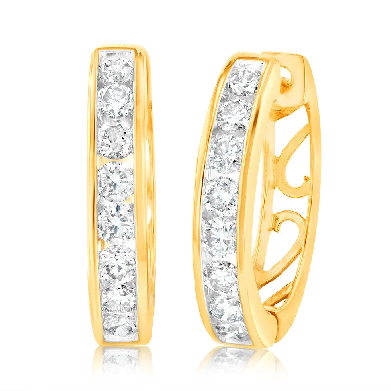 High Quality Earrings For Everyday Wear-9ct Yellow Gold 1 Carat Diamond Stud Earrings