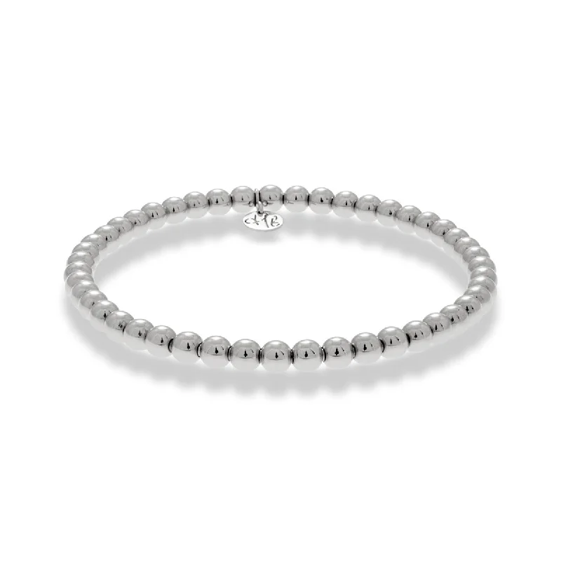 Elegant Ruby-Set Bracelets For Bold Glam-Tresore Beaded Stretch Bracelet in 18K White Gold