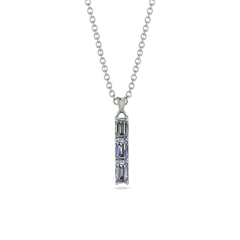 3 Emeralds Cut Diamond Necklace With Hidden Diamonds - Ember No. 63