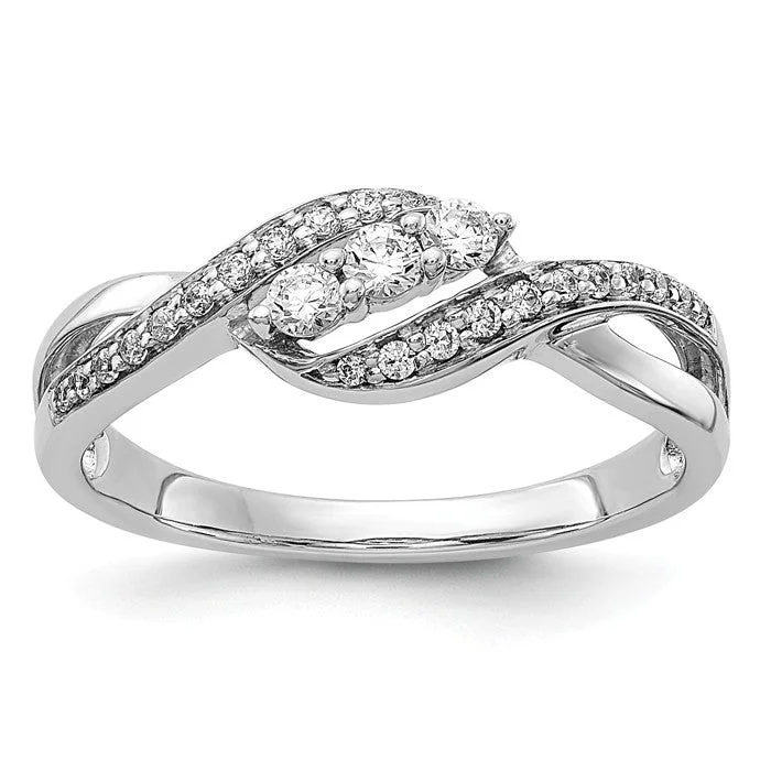 Luxury Wedding Bands For Timeless Glam-14K White Gold Diamond 0.25 CTW 3 Stone Center Infinity Twist Ring