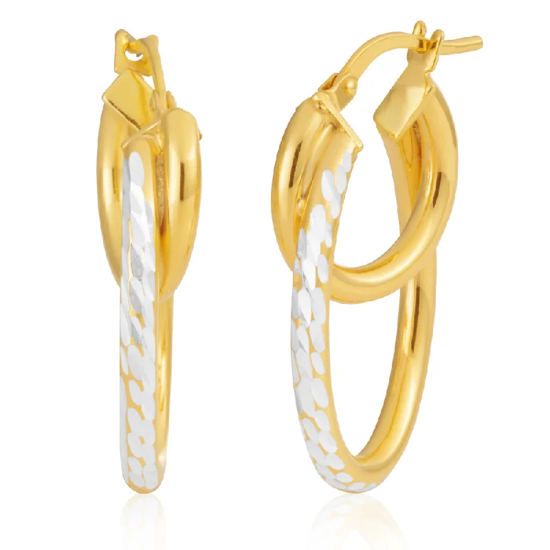 Colorful Earrings For Trendy Vibes-9ct Yellow Gold Silver Filled 25mm Double Hoop Earrings