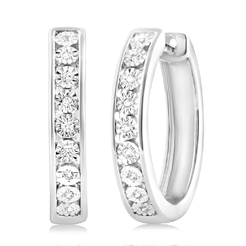 Chic Stud Earrings For Everyday Glam-Luminesce Lab Grown 18 Diamonds Hoop Earrings in Sterling Silver