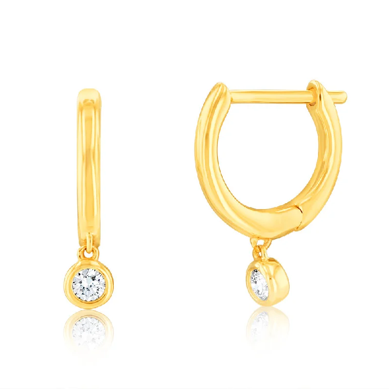 Unique Dangling Earrings For Special Occasions-Luminesce Lab Grown 9ct Yellow Gold Drop Earrings in 2 Diamonds