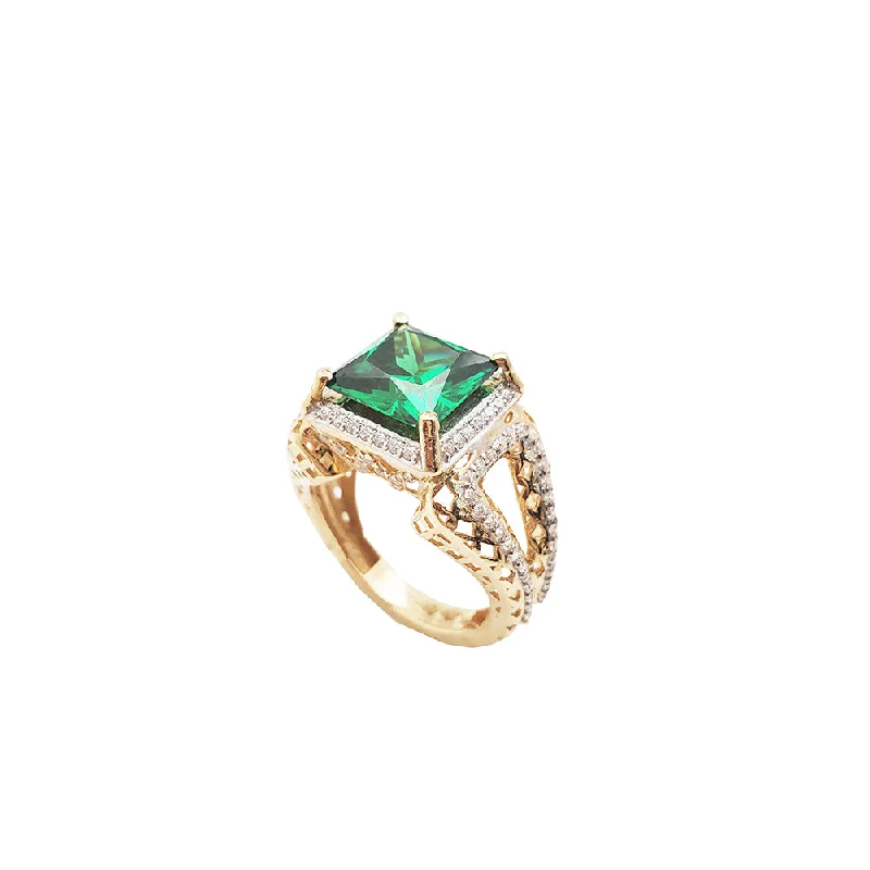 Elegant Vintage Rings For Timeless Style-Claw Shank Green Stone Ring (14K)