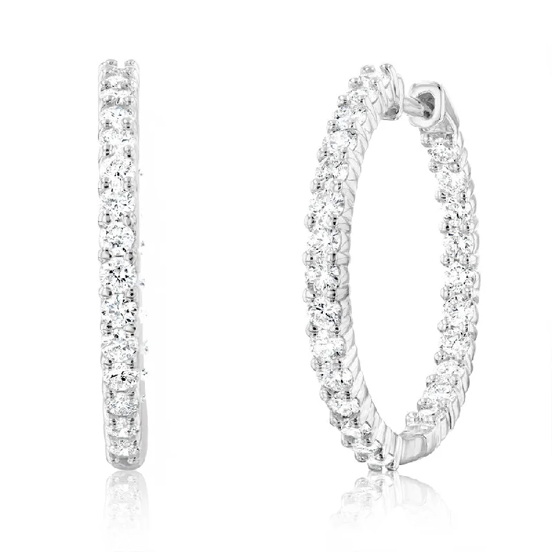 Designer Earrings For Luxury Lovers-Luminesce Lab Grown Sterling Silver 2 Carat Diamond Hoop Earrings