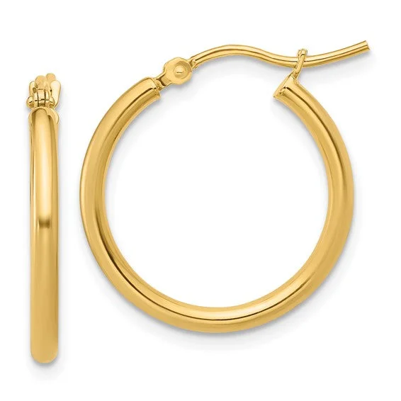 Stylish Earrings For Night Out-14K Yellow Gold 1" Hoop Earrings