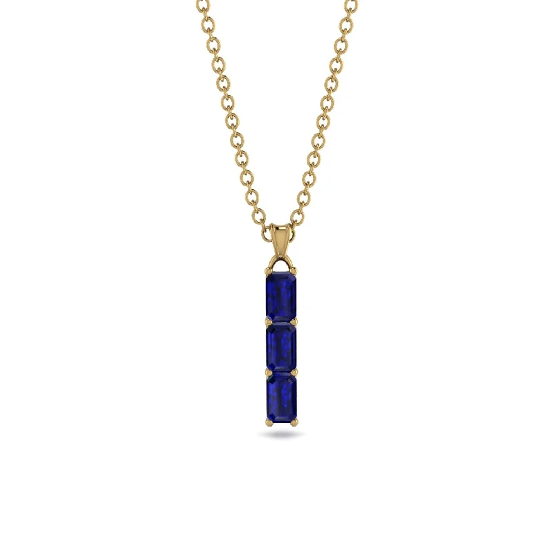 3 Emeralds Cut Sapphire Necklace With Hidden Diamonds - Ember No. 28