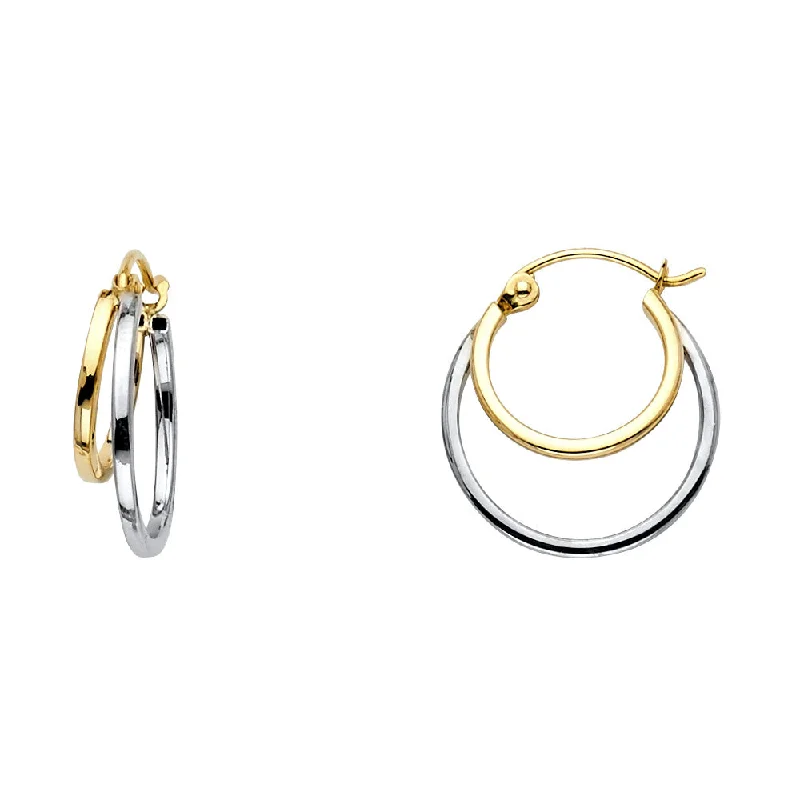 Elegant Pearl Earrings For Evening Glam-14K Double Hoop Earrings