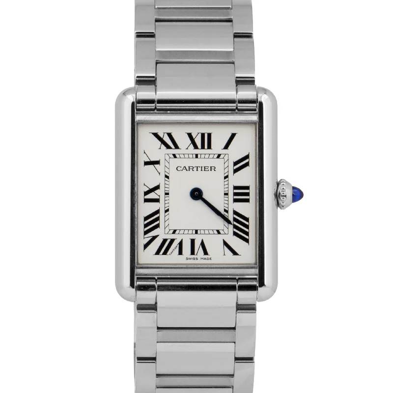 Beautiful Silver Watches With Diamond Details-MINT 2024 PAPERS Cartier Tank Must 25mm Stainless Steel WSTA0052 Quartz 4323 BOX