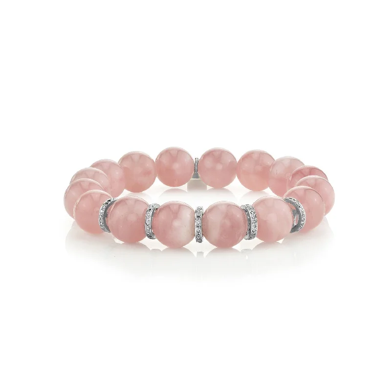 Stunning Beaded Bracelet Sets For Layered Looks-Rosy Outlook Rose Quartz and Diamond Bracelet  B0001792