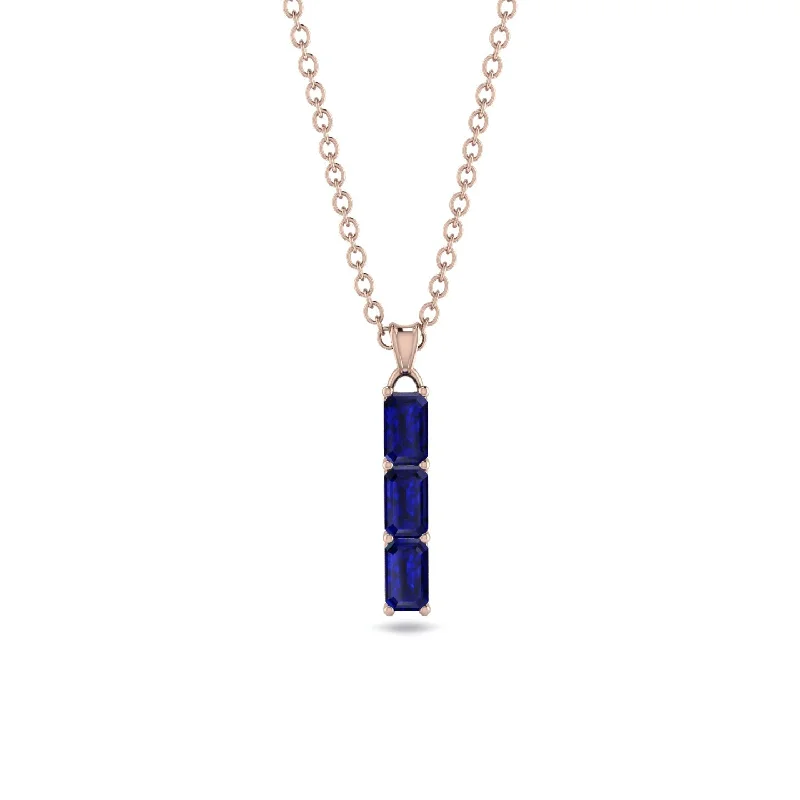 3 Emeralds Cut Sapphire Necklace With Hidden Diamonds - Ember No. 29