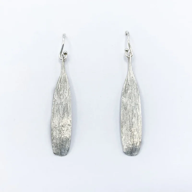 Glamorous Earrings For Elegant Evenings-Sterling Silver Leaf Earrings