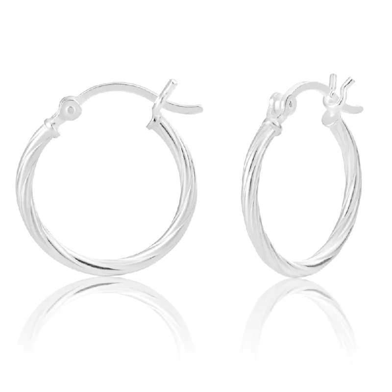 Designer Earrings For Luxury Lovers-Sterling Silver 20mm Twist Hoop Earrings