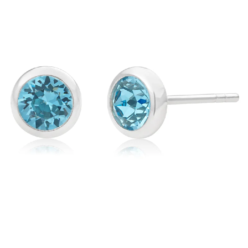 Precious Stone Earrings For Elegant Style-Sterling Silver 5mm Blue Swarovski Crystal Stud Earrings   *colours may vary*