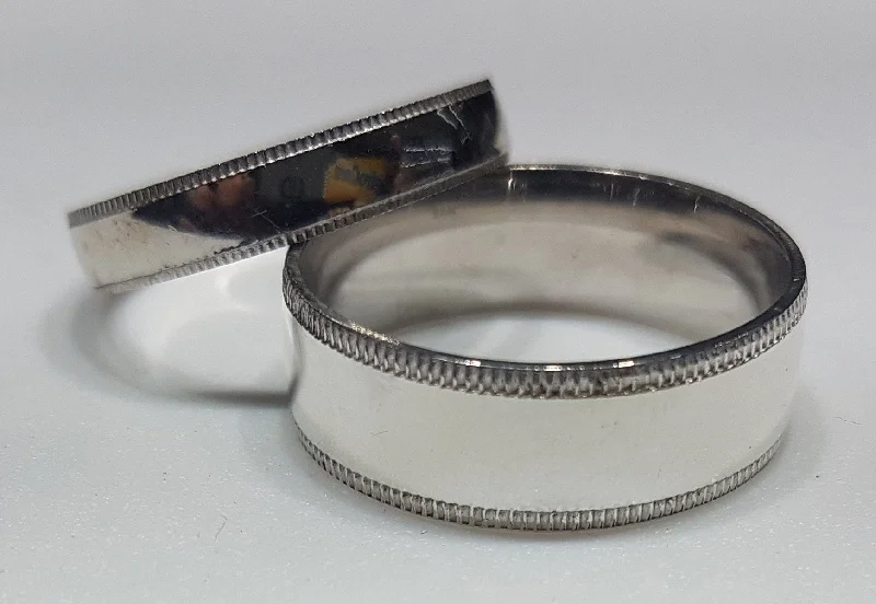 Gorgeous Cocktail Rings For Glamorous Nights-Wedding Band Silver (Etched Edge)