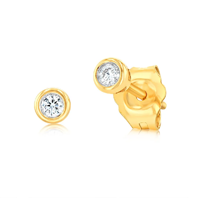 Unique Stud Earrings For Classic Charm-Luminesce Lab Grown 9ct Yellow Gold Diamond Bezel Set Earrings