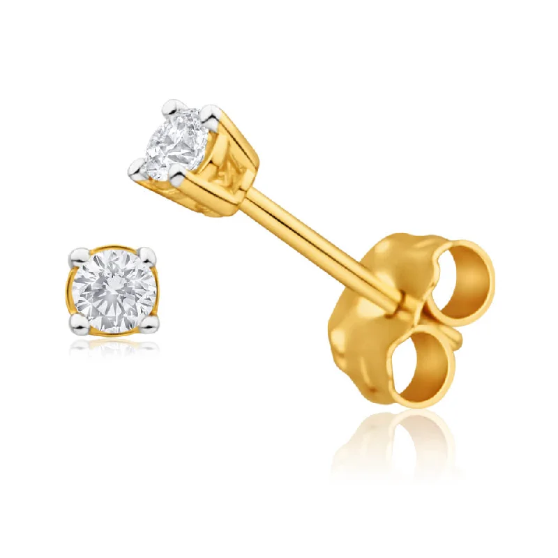 Silver Stud Earrings For Effortless Chic-9ct Yellow Gold Enticing Diamond Stud Earrings