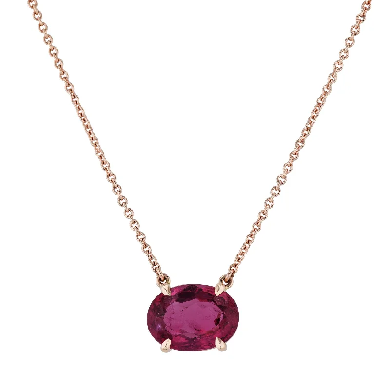 Pink Tourmaline Rose Gold Pendant Necklace