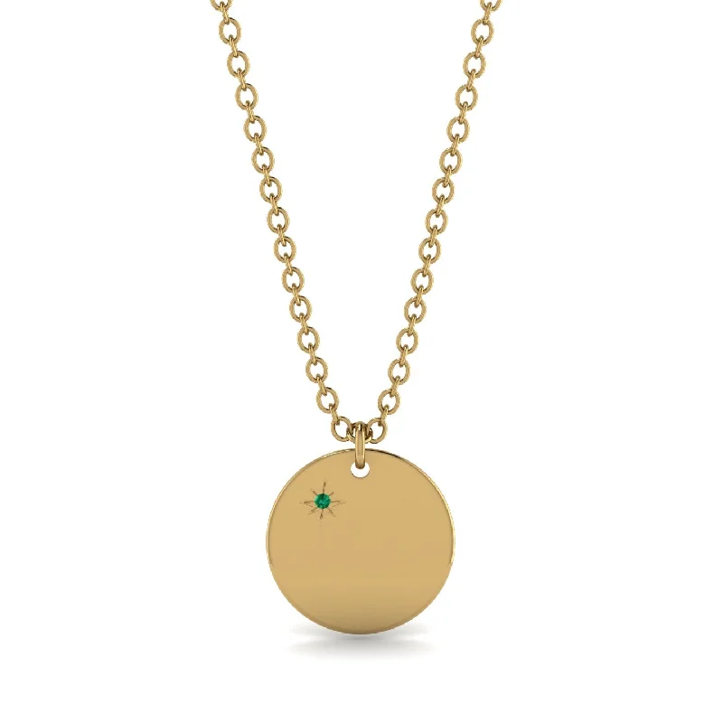 Emerald Gold Round Necklace - Ariella No. 4