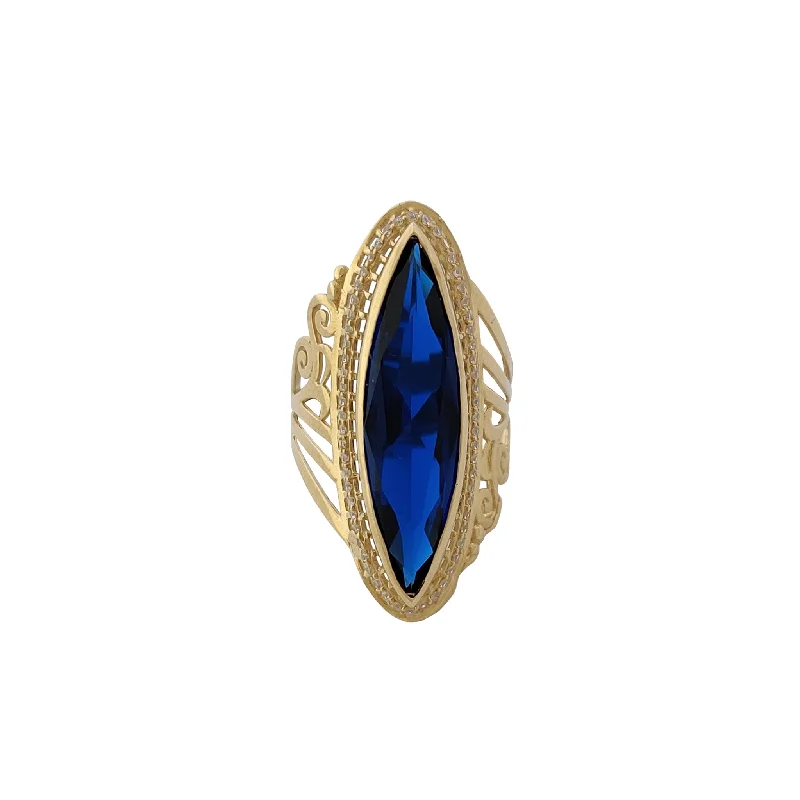 Simple Gemstone Rings For Everyday Wear-Marquise Filigree Pattern Vines Ring (14K)