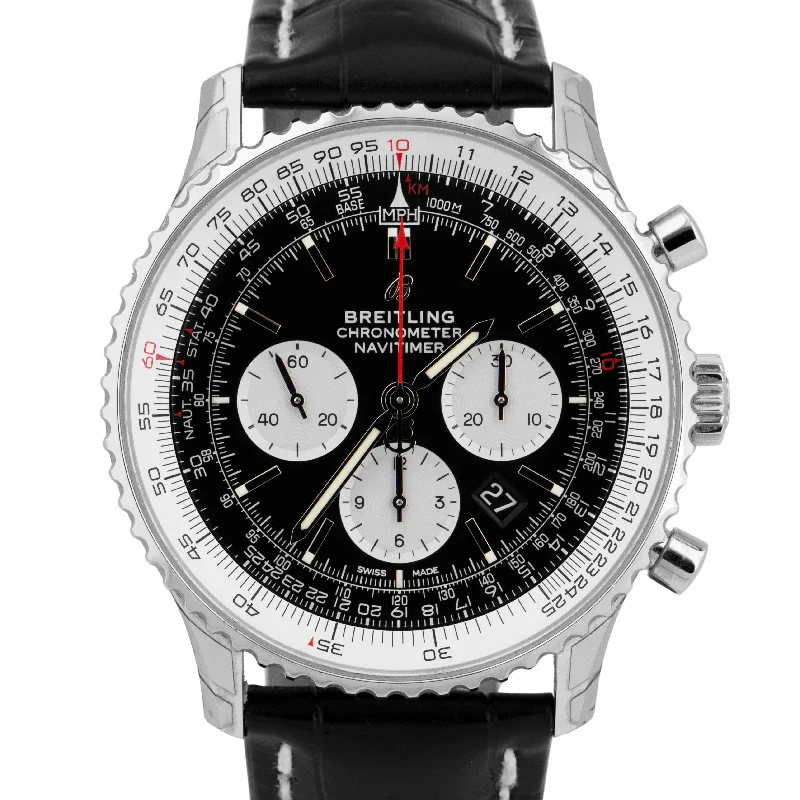 Elegant Luxury Watches For High-End Fashion-NEW STICKERED Breitling Navitimer B01 Chronograph Black Steel 46mm AB0127 Watch