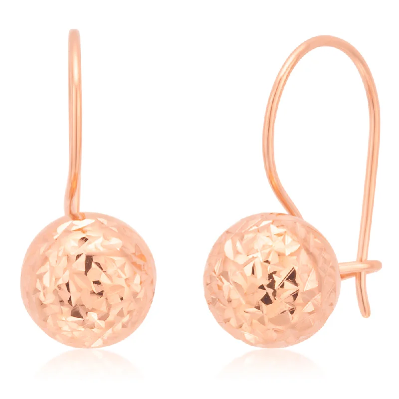 Bohemian Earrings For Free-Spirited Fashion-9ct Rose Gold 7mm Diamond Cut Euroball Earrings