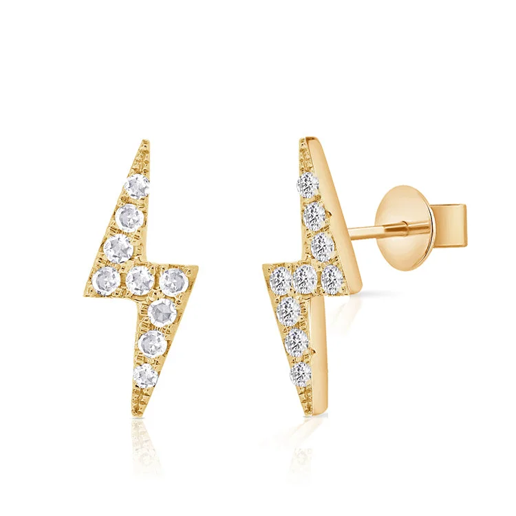 Silver Cluster Earrings For Elegant Appeal-OKGs Collection Diamond Lightning Bolt Stud Earrings