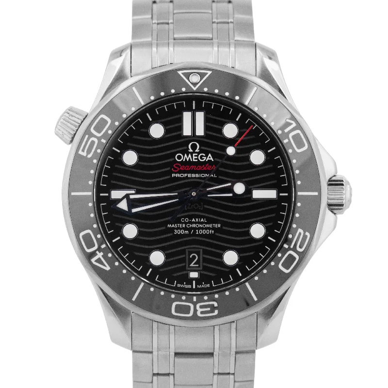 Simple Men’s Watches For Everyday Glam-MINT Omega Seamaster Diver 300 Steel Black Wave 210.32.42.20.01.001 42mm Watch