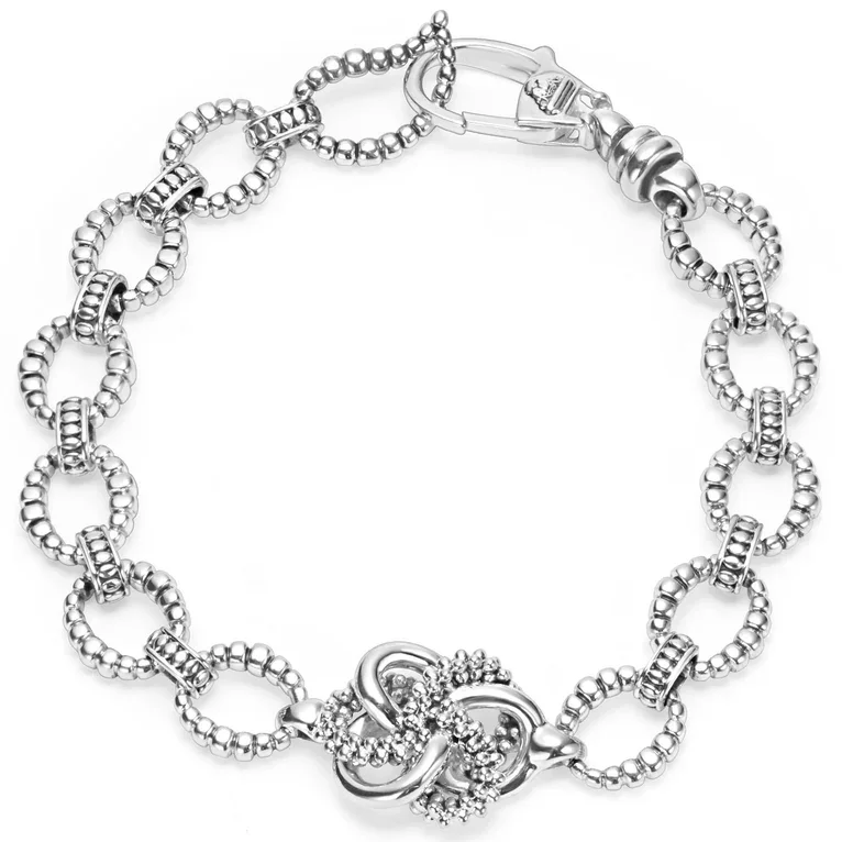 Elegant Crystal Tennis Bracelets For Special Occasions-Silver Love Knot Link Bracelet