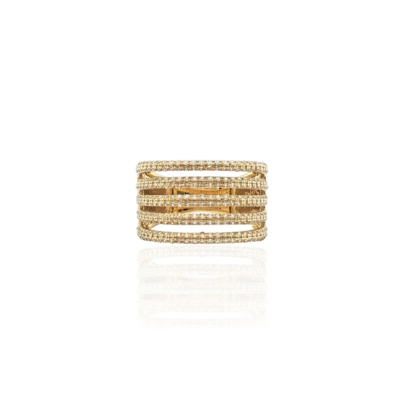 Unique Diamond Rings For Luxury Appeal-Stoneset Quintuple Line Cocktail Ring (14K)