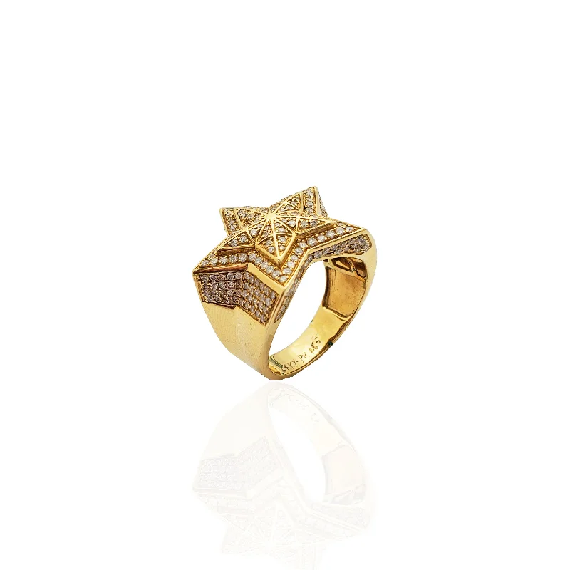 Colorful Gemstone Rings For Statement Fashion-Iced-Out Emerging Star Diamond Ring (14K).