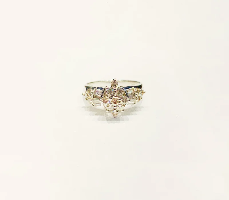 Custom Rings For Personalized Gifts-Diamond Flowers Ring (10K).