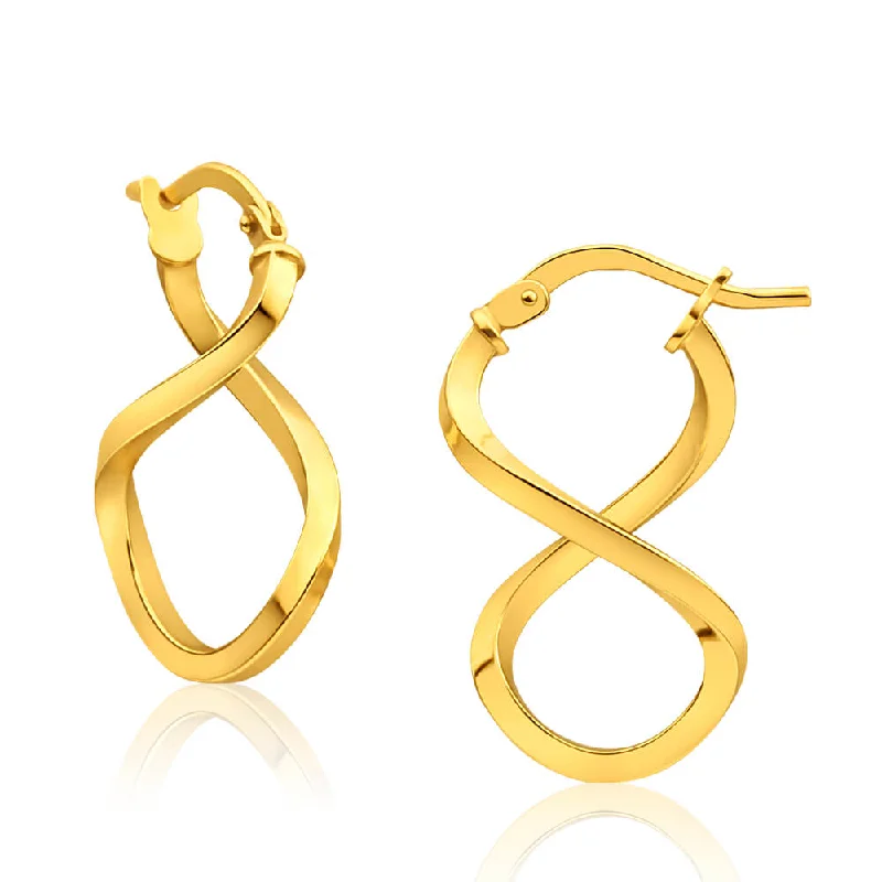 Elegant Stud Earrings For Formal Style-9ct Yellow Gold Silver Filled Figure 8 Hoop Earrings