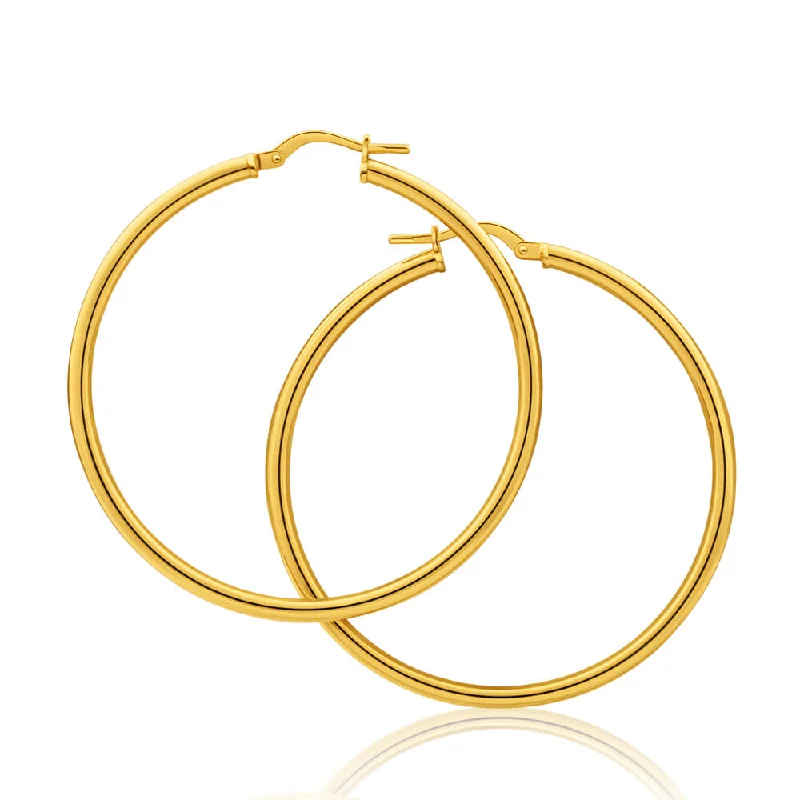 Playful Earrings For Youthful Energy-9ct Yellow Gold Silver Filled Gypsy 40mm Hoop Earrings