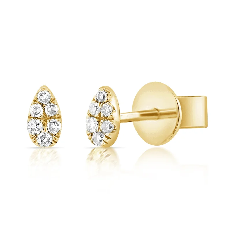 Colorful Drop Earrings For Bright Fashion-14K Gold Pear Shaped Diamond Stud