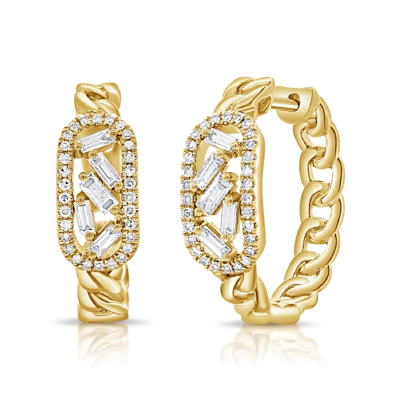 Cute Earrings For Teen Girls-Mixed Cut Diamond 0.41ct Diamond Designer Open Links Chain earrings