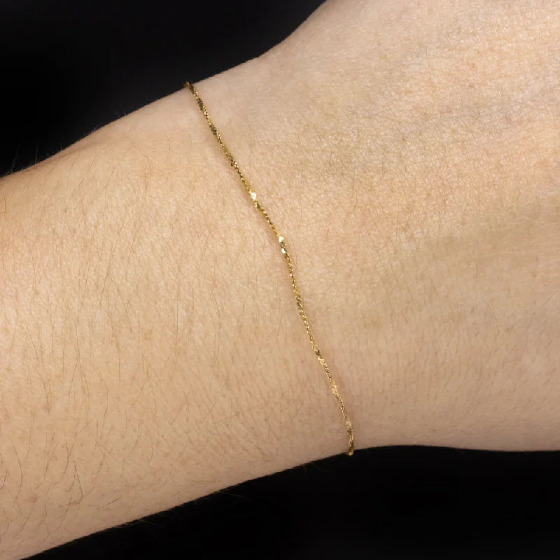 Stunning Customizable Birthstone Bracelets For Personalized Gifts-SOLID 14k YELLOW GOLD S LINK CHAIN BRACELET THIN SLIM CLASSIC DAINTY EVERYDAY