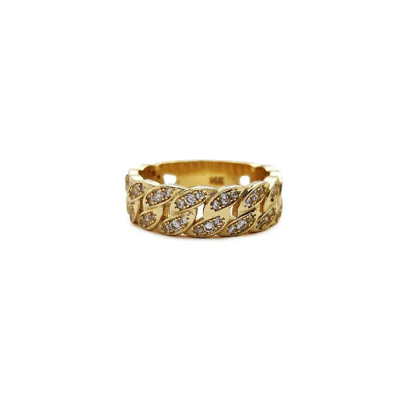 Custom Rings For Special Occasions-Iced-Out Slim Cuban Ring (14K)