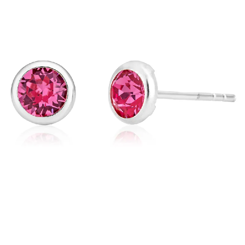 Classic Gold Earrings For Timeless Appeal-Sterling Silver 5mm Pink Swarovski Crystal Stud Earrings   *colours may vary*