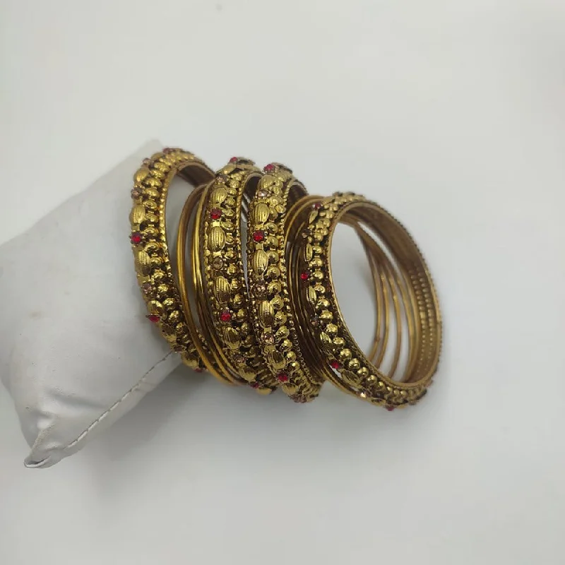 Classic Gold Bangles For Timeless Appeal-Akruti Collection Gold Plated Bangle Set