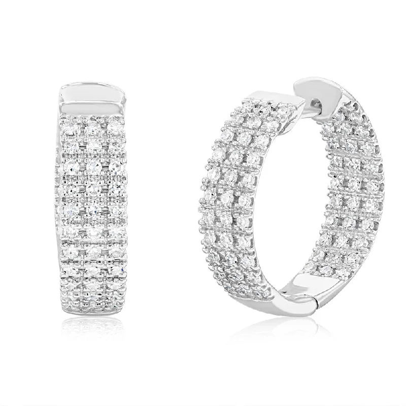 Double Hoop Earrings For Fashion Forward Looks-Luminesce Lab Grown 1 Carat Diamond Hoop Earrings in 9ct White Gold