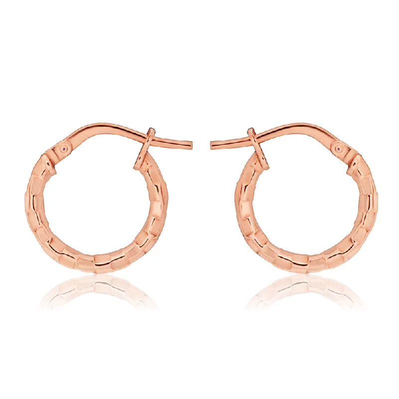 Eye-catching Earrings For Attention-Grabbing Style-9ct Stunning Rose Gold Silver Filled Fancy Diamond Cut Hoop Earrings