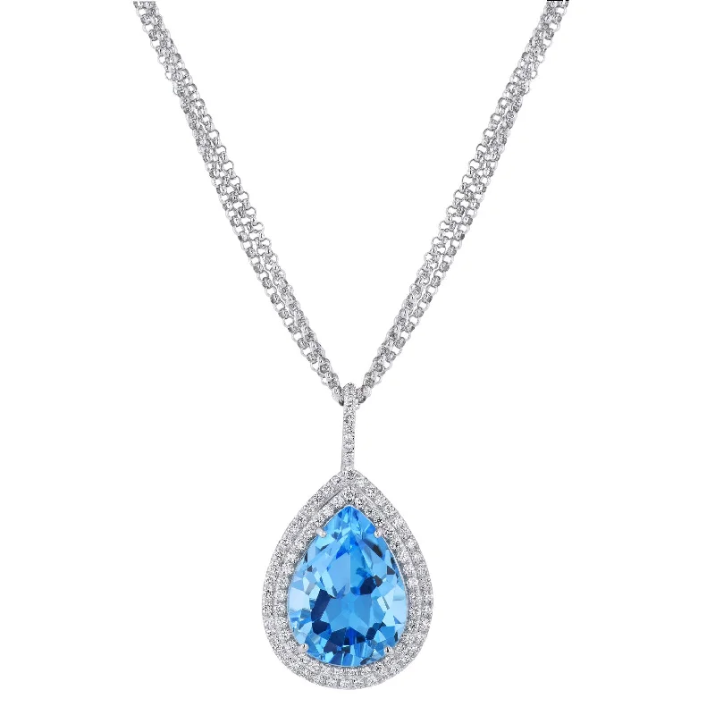 Handmade Blue Topaz Pear Shape Pendant